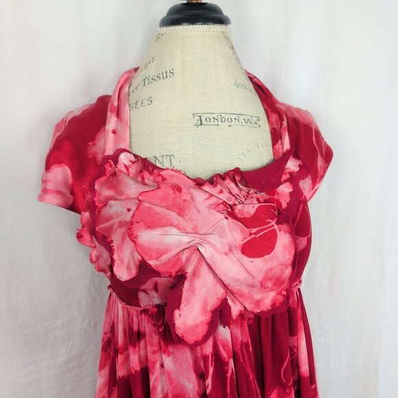 Vintage Vivienne Tam Bubble Dress Small Red Floral - Picture 3 of 8